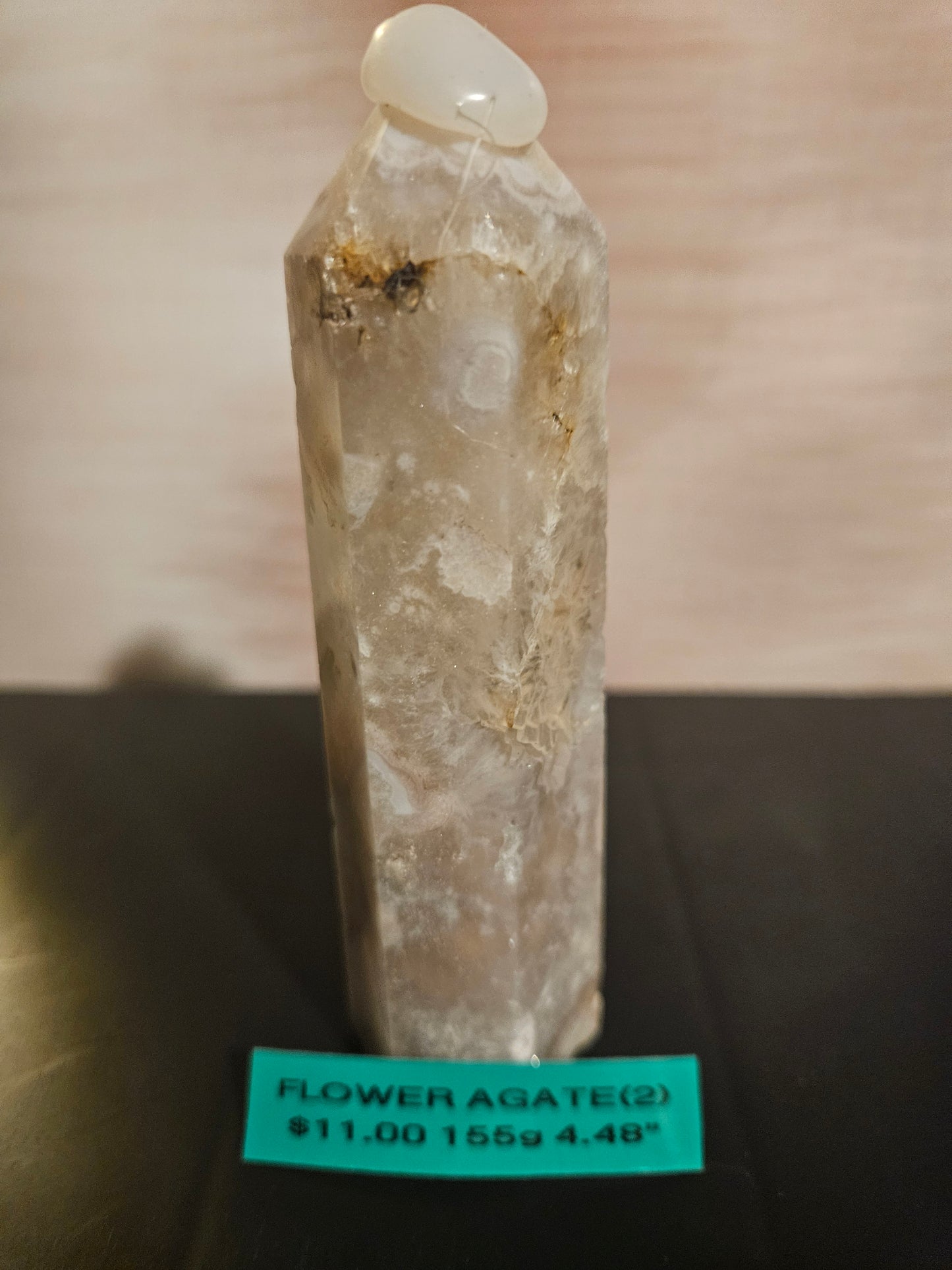 Flower Agate w/Druzy Crystal Tower #2