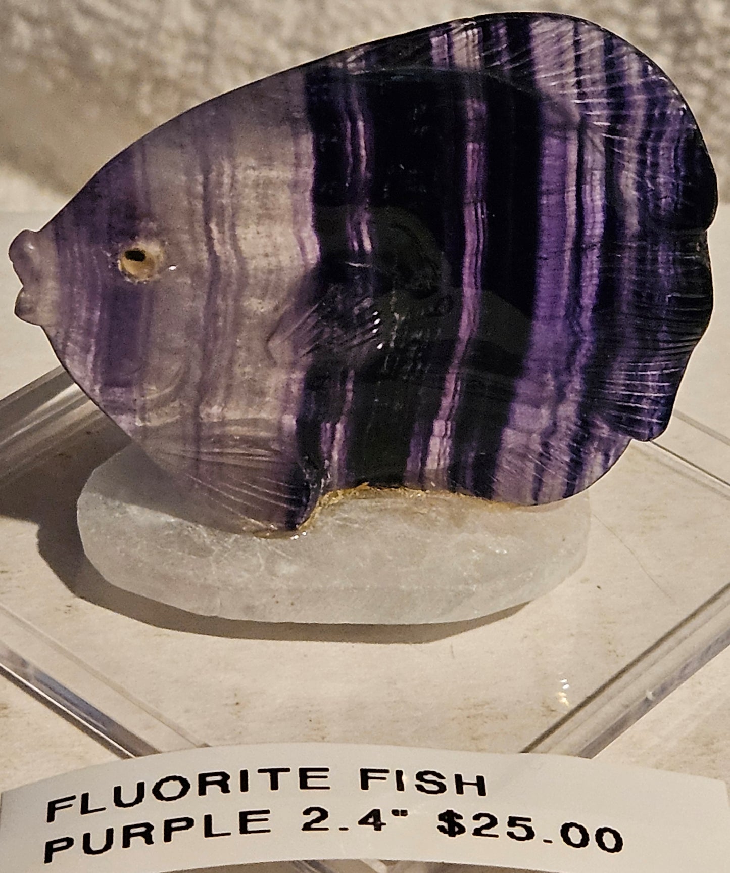 Purple Fluorite Fish Carving