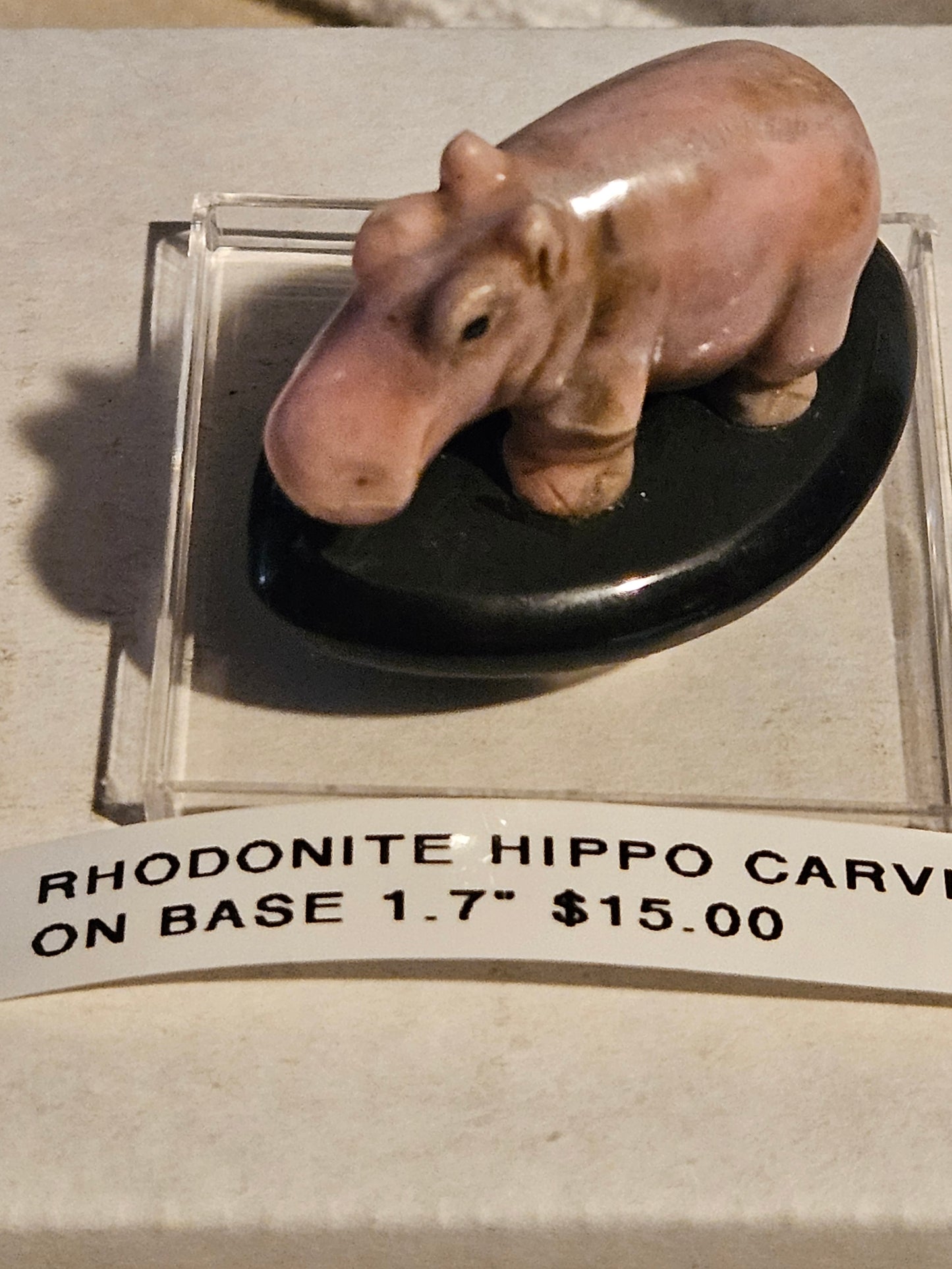 Rhodonite Hippo Carving on Base