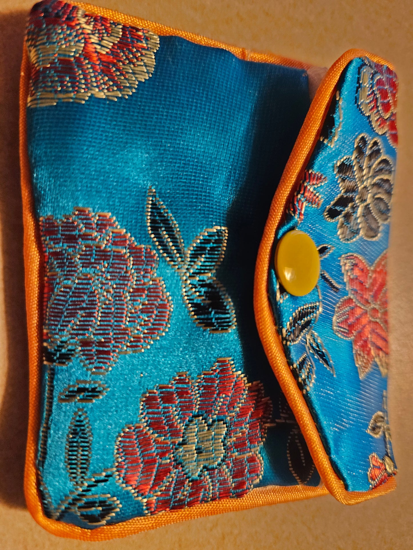Blue Floral Silk Keeper Pouch