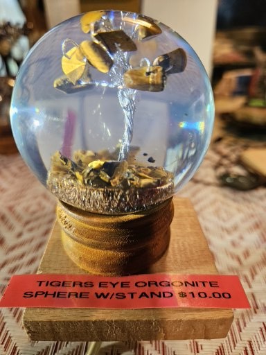 Tiger's Eye Crystal Tree in Orgonite Sphere