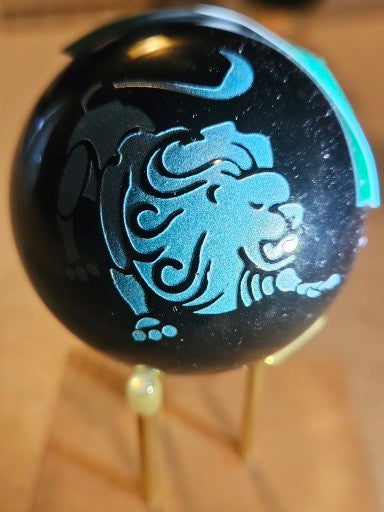 Black Obsidian Crystal Spheres W/Leo the Lion 1