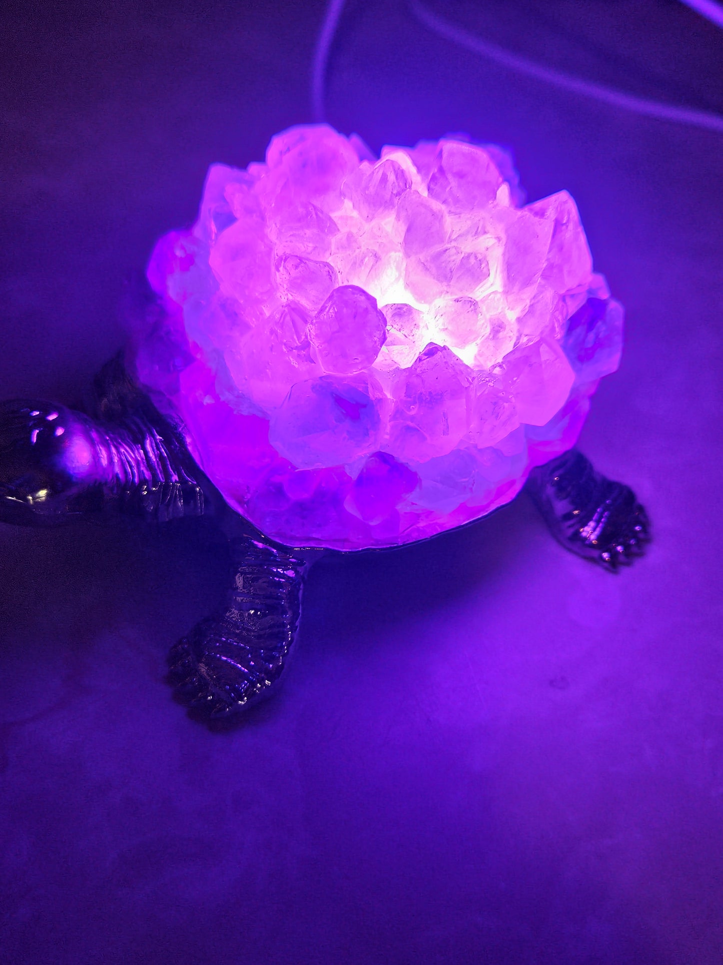 Amethyst Cluster Turtle LED Table lite w/USB Cord