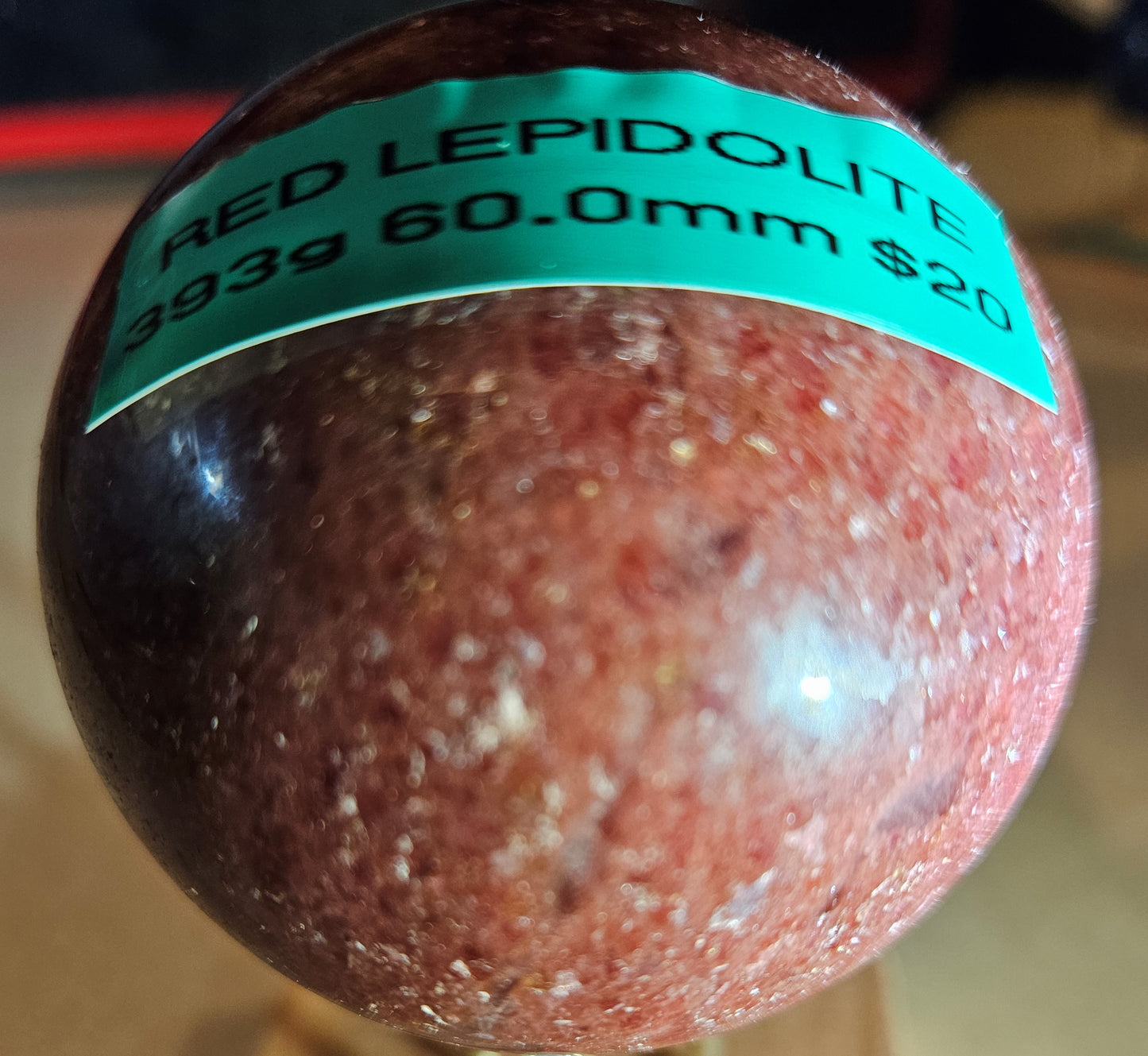 Red Lepidolite Crystal Sphere