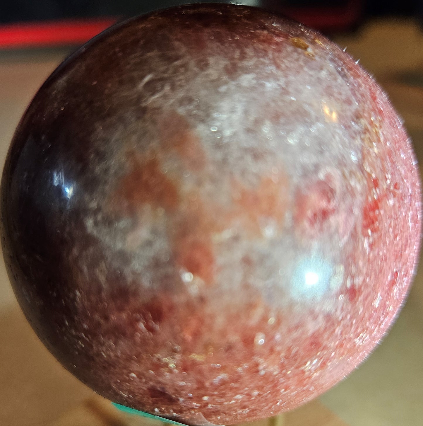Red Lepidolite Crystal Sphere