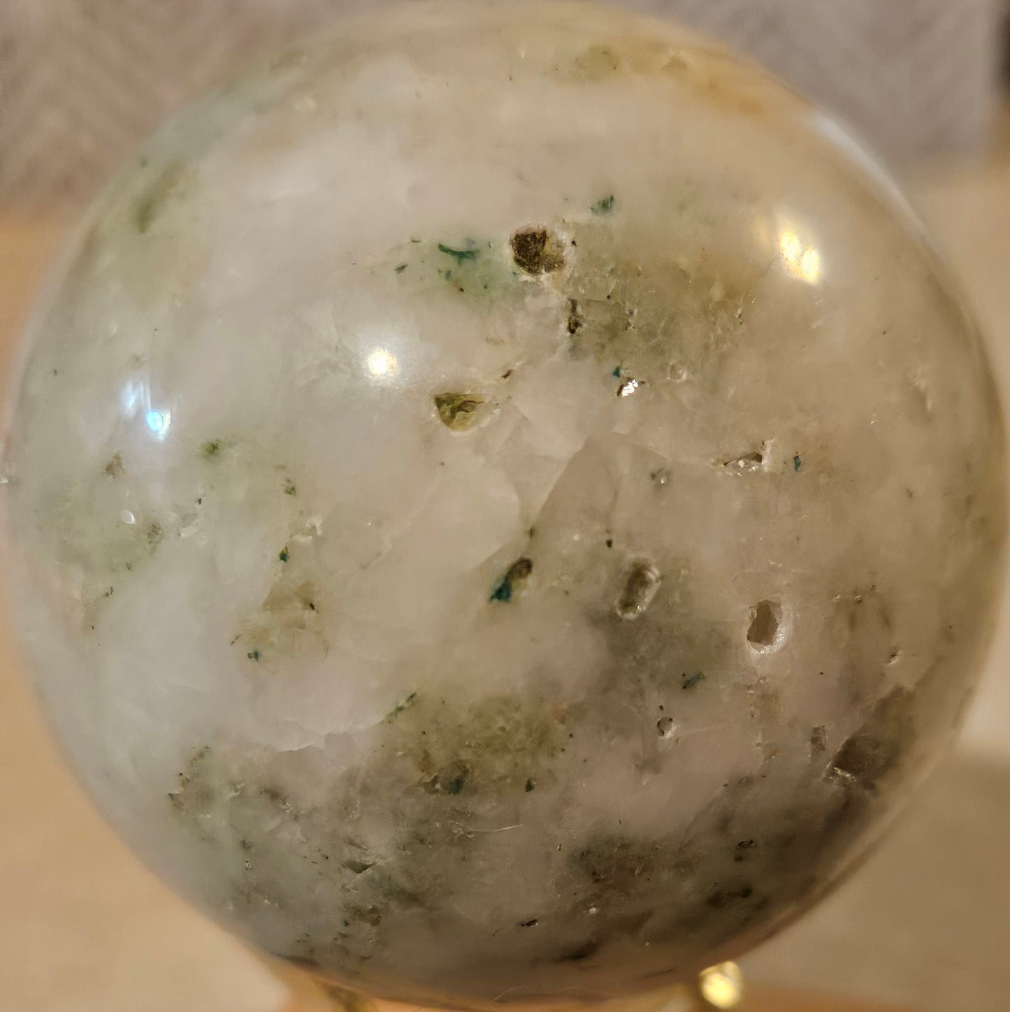 Chrysocolla In Quartz Crystal Sphere