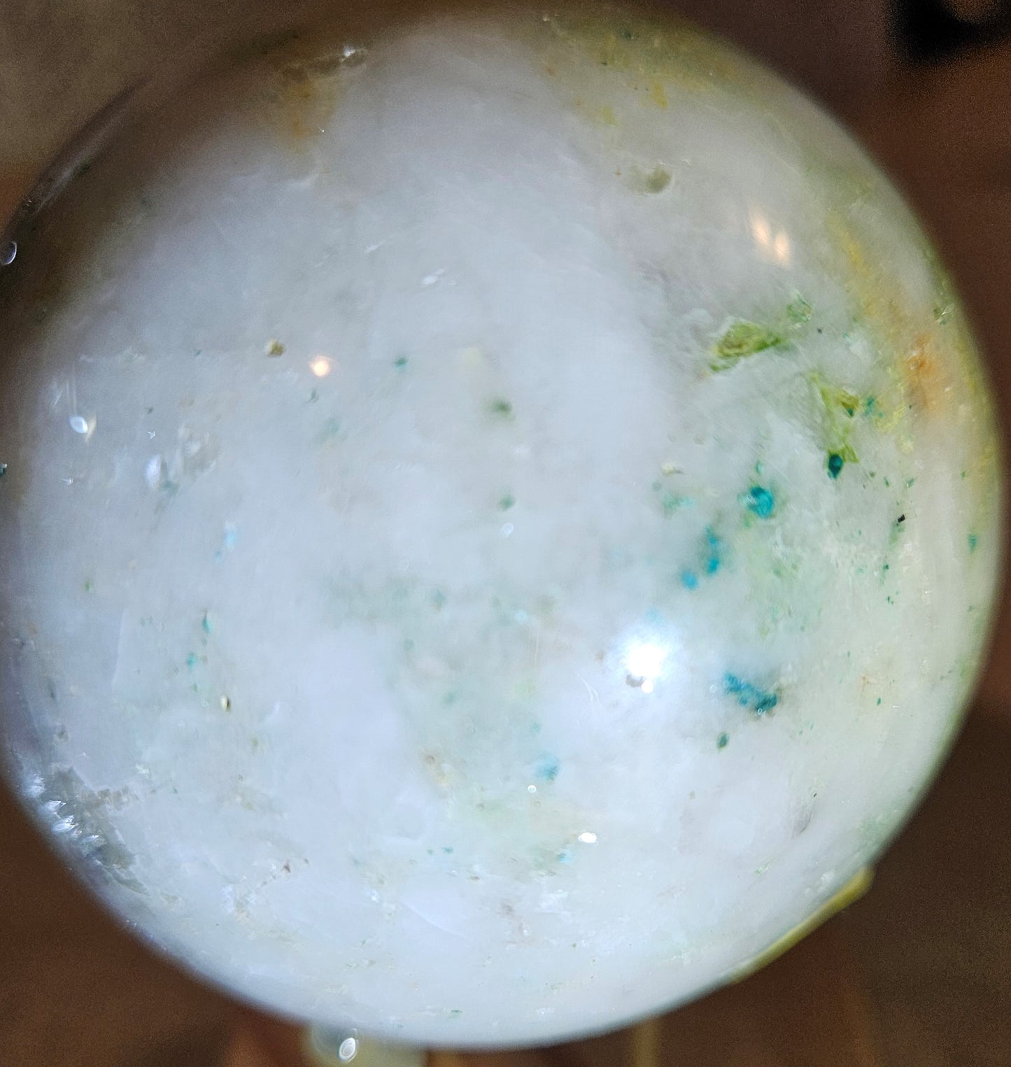 Chrysocolla In Quartz Crystal Sphere