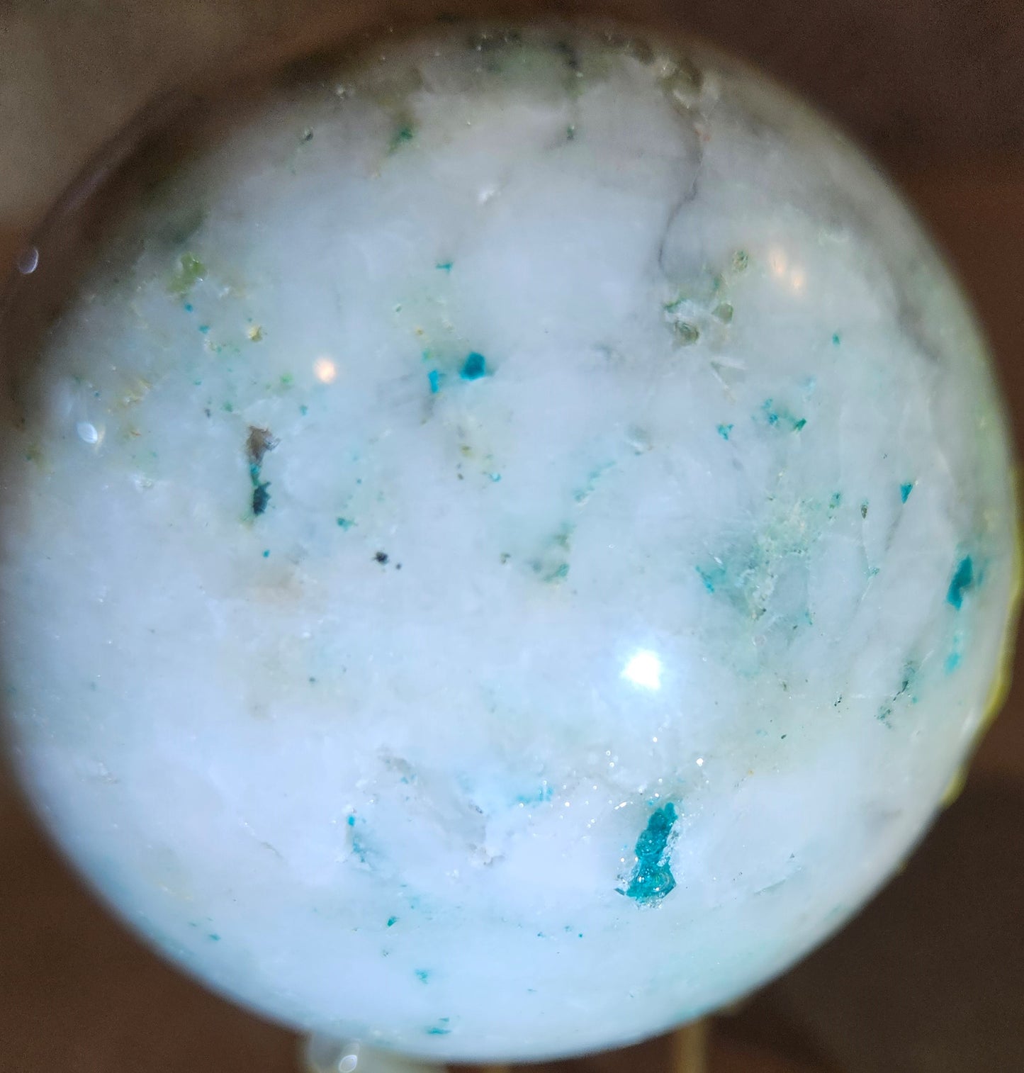 Chrysocolla In Quartz Crystal Sphere