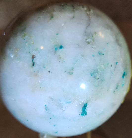 Chrysocolla In Quartz Crystal Sphere