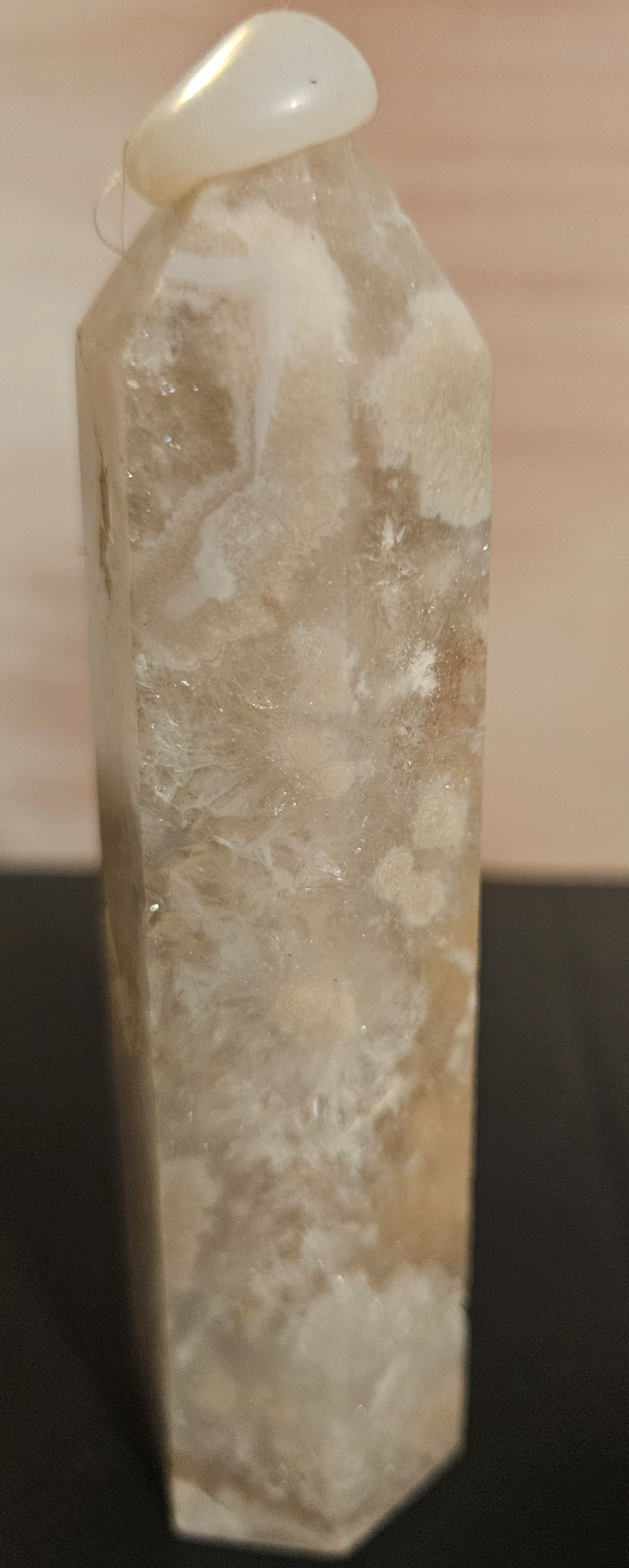 Flower Agate w/Druzy Crystal Tower #2