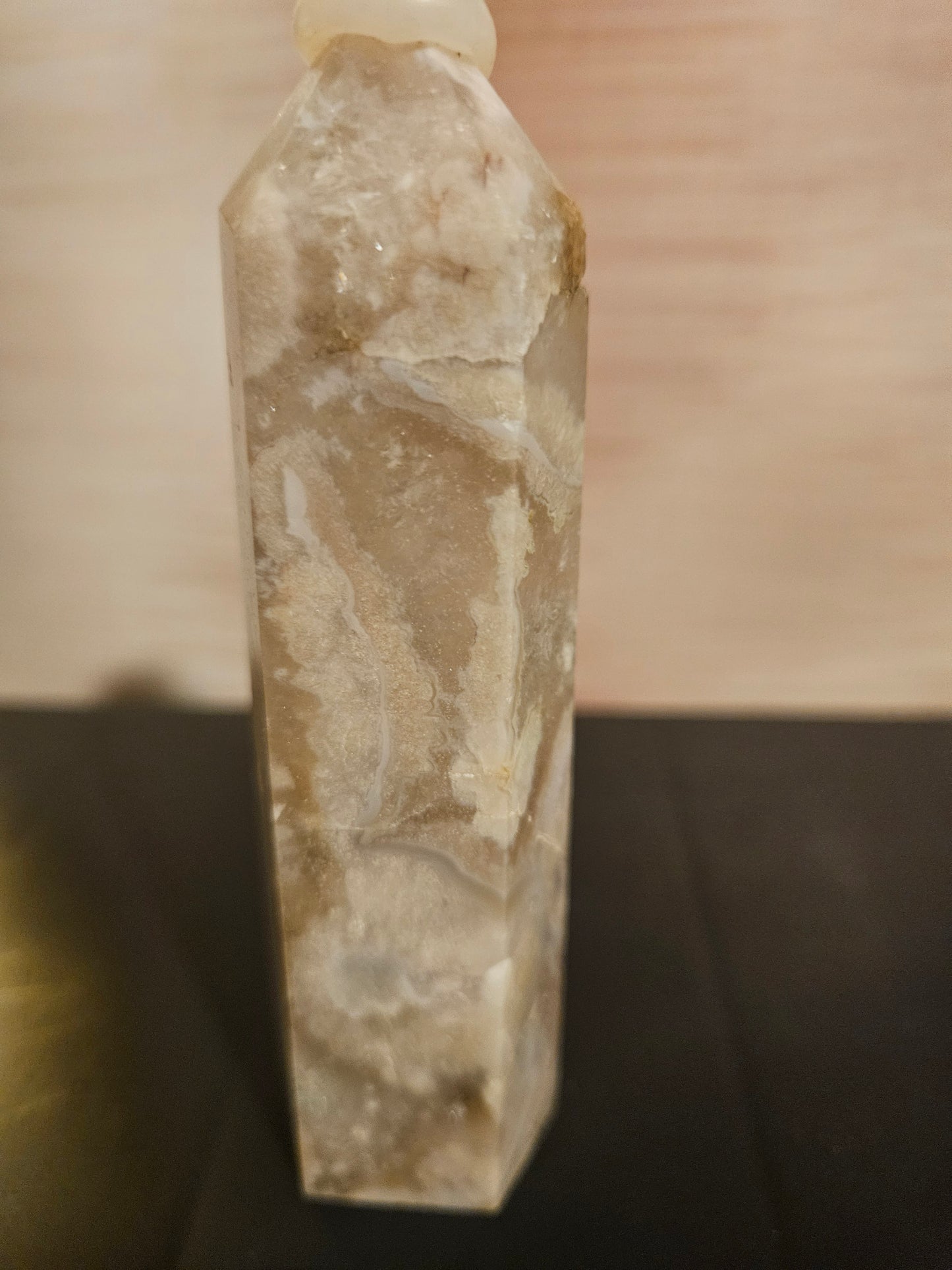 Flower Agate w/Druzy Crystal Tower #2