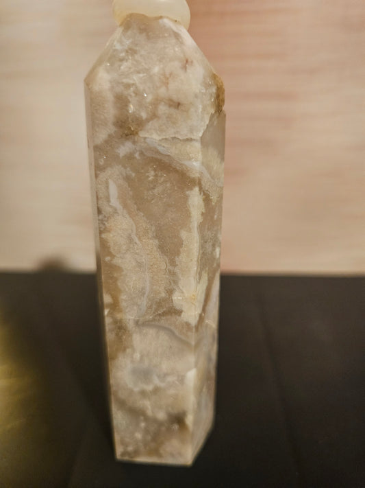 Flower Agate w/Druzy Crystal Tower #2