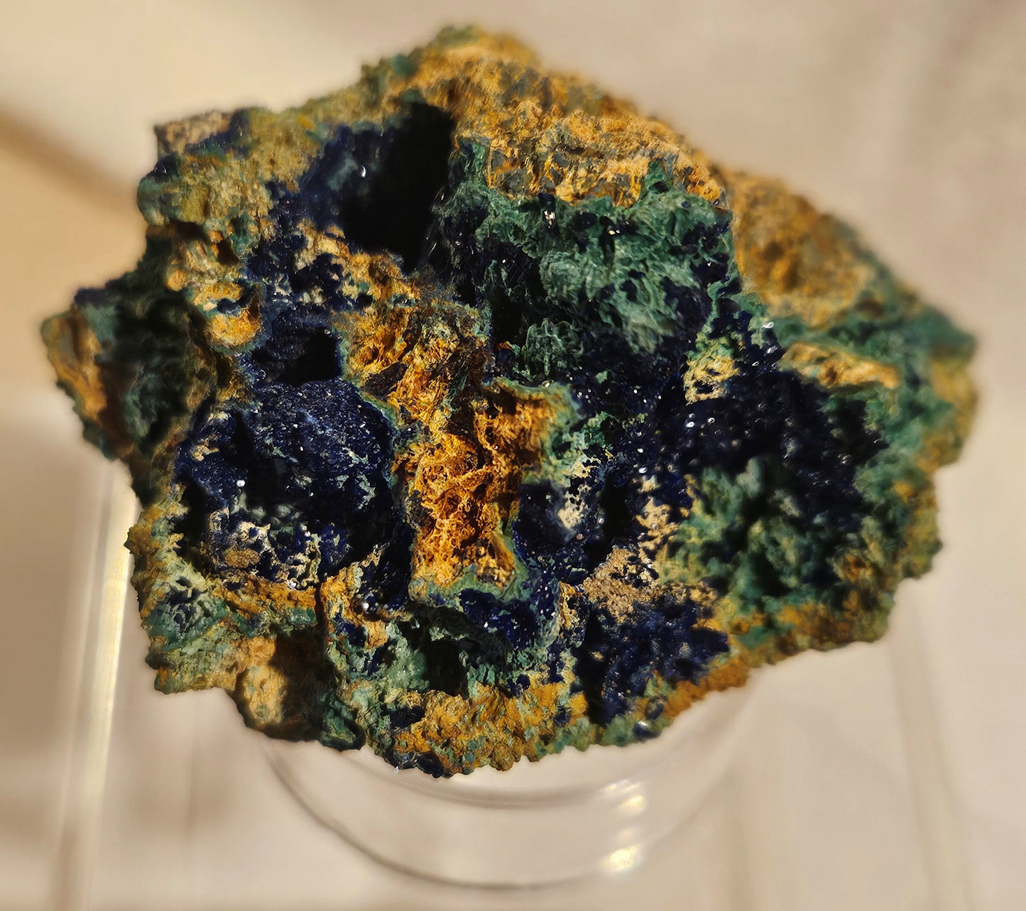 Azurite & Malachite on Dolomite w/ sparkling Druzy [#1] Morocco