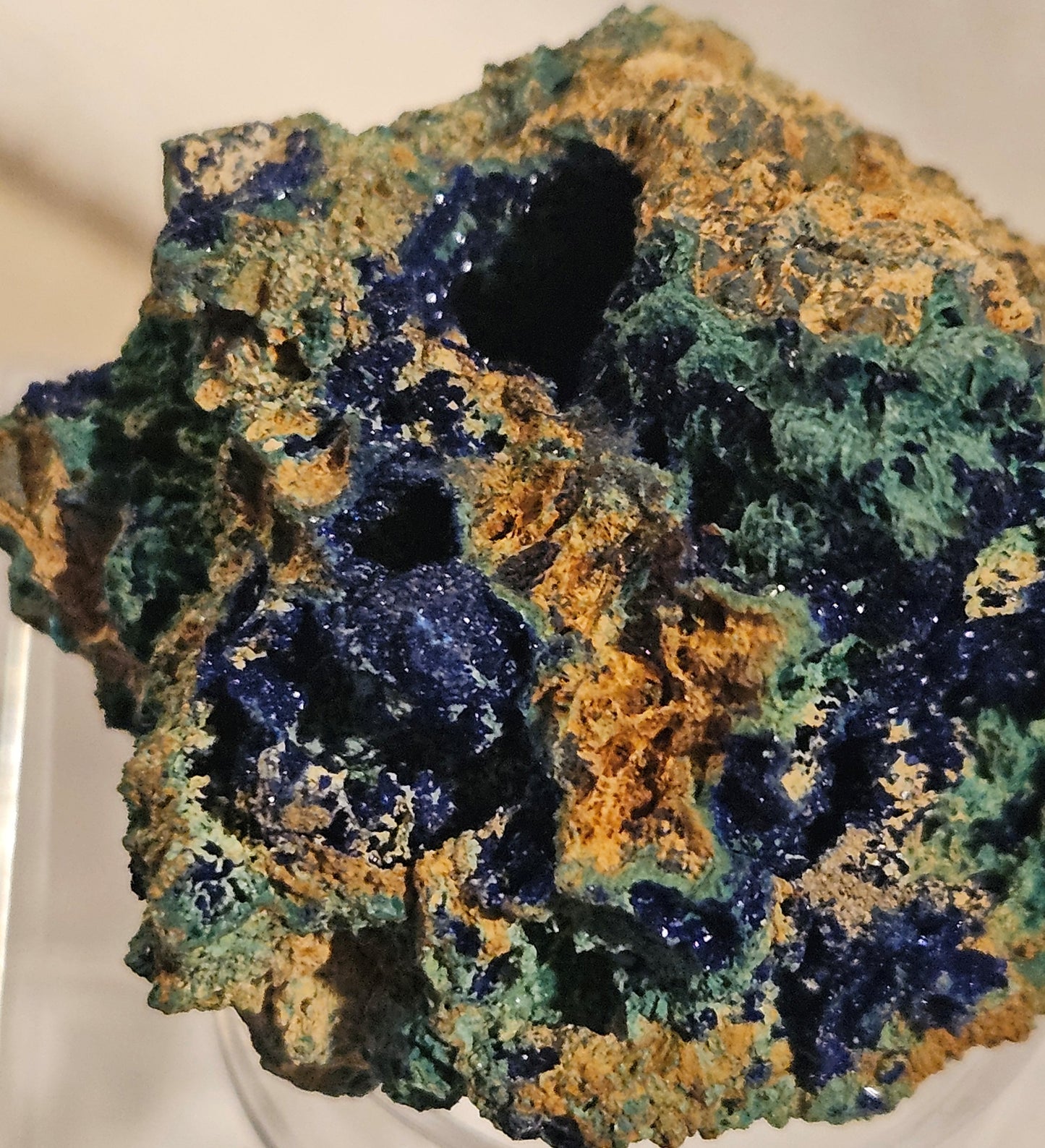 Azurite & Malachite on Dolomite w/ sparkling Druzy [#1] Morocco