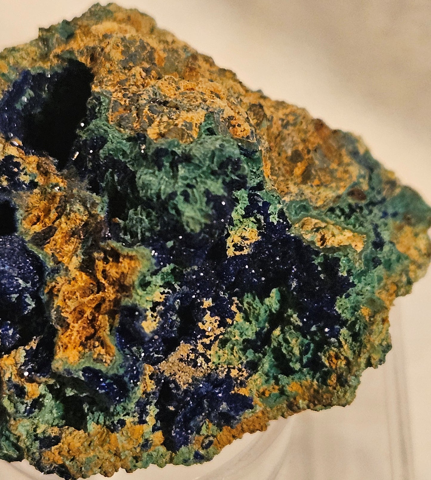Azurite & Malachite on Dolomite w/ sparkling Druzy [#1] Morocco