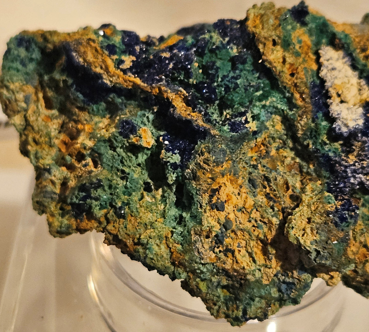 Azurite & Malachite on Dolomite w/ sparkling Druzy [#1] Morocco