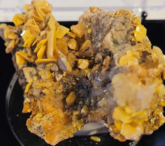 Wulfenite on Dolomite (2) - Bright Yellow [Morocco]