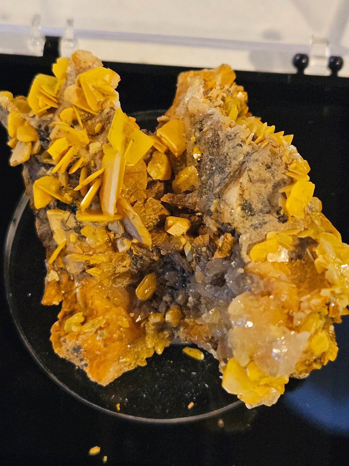 Wulfenite on Dolomite (2) - Bright Yellow [Morocco]