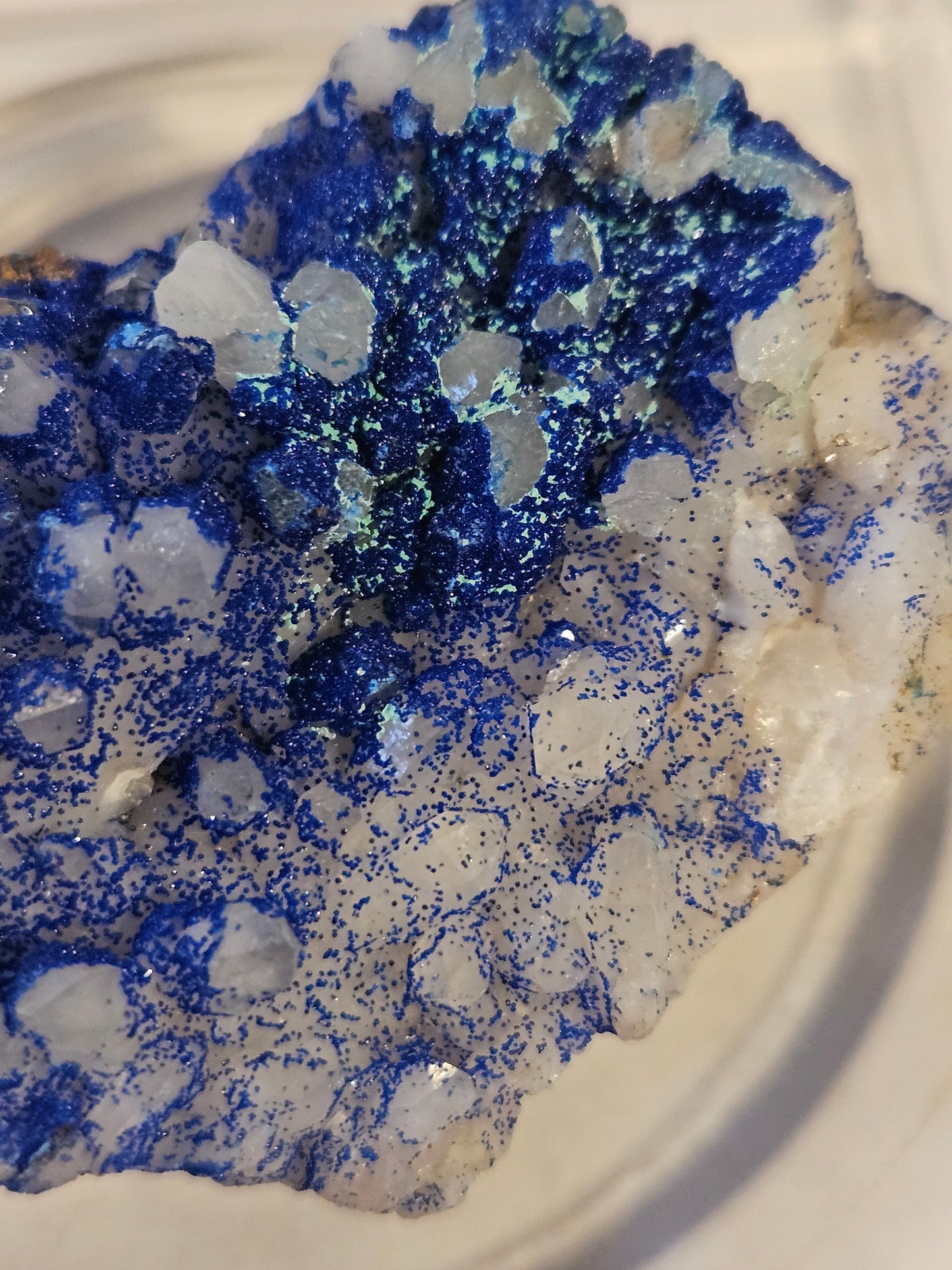Vivid-Blue Azurite Encrusted Quartz [w/Malachite]