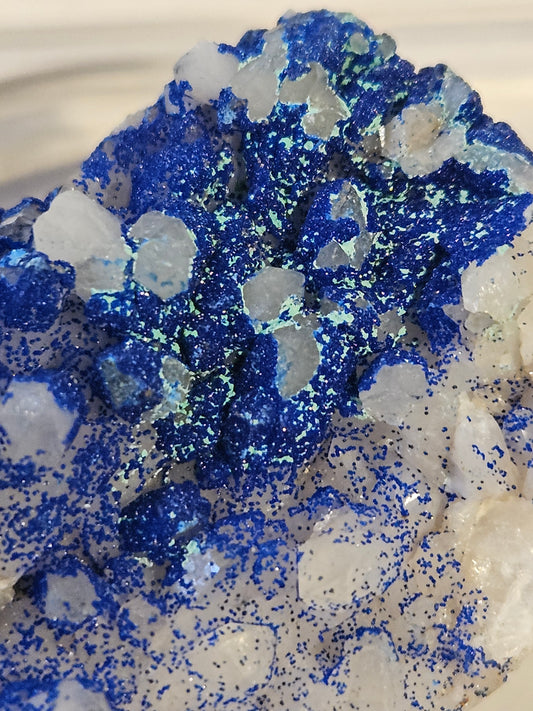 Vivid-Blue Azurite Encrusted Quartz [w/Malachite]