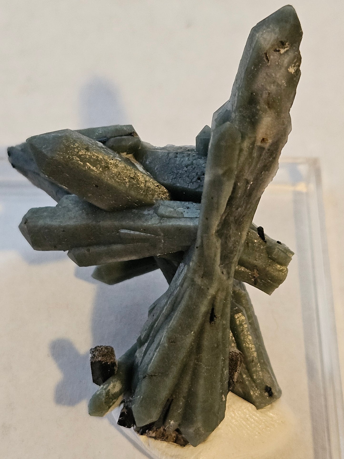 Green Quartz Cluster [Ilvaite on Hedenbergite] Includes Quartz: Mongolia