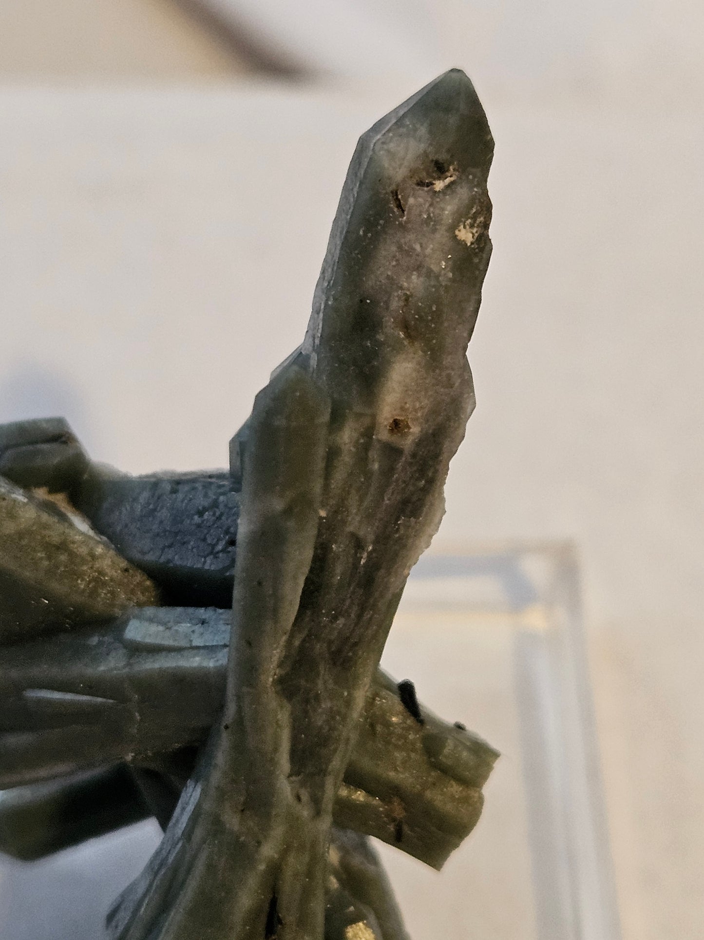 Green Quartz Cluster [Ilvaite on Hedenbergite] Includes Quartz: Mongolia