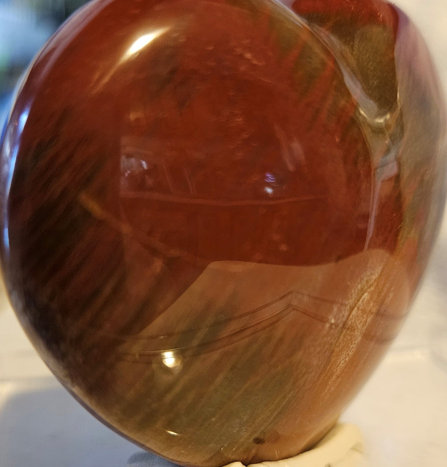 Polished Triassic Petrified Wood Heart - [Madagascar]  - 220 Million Years