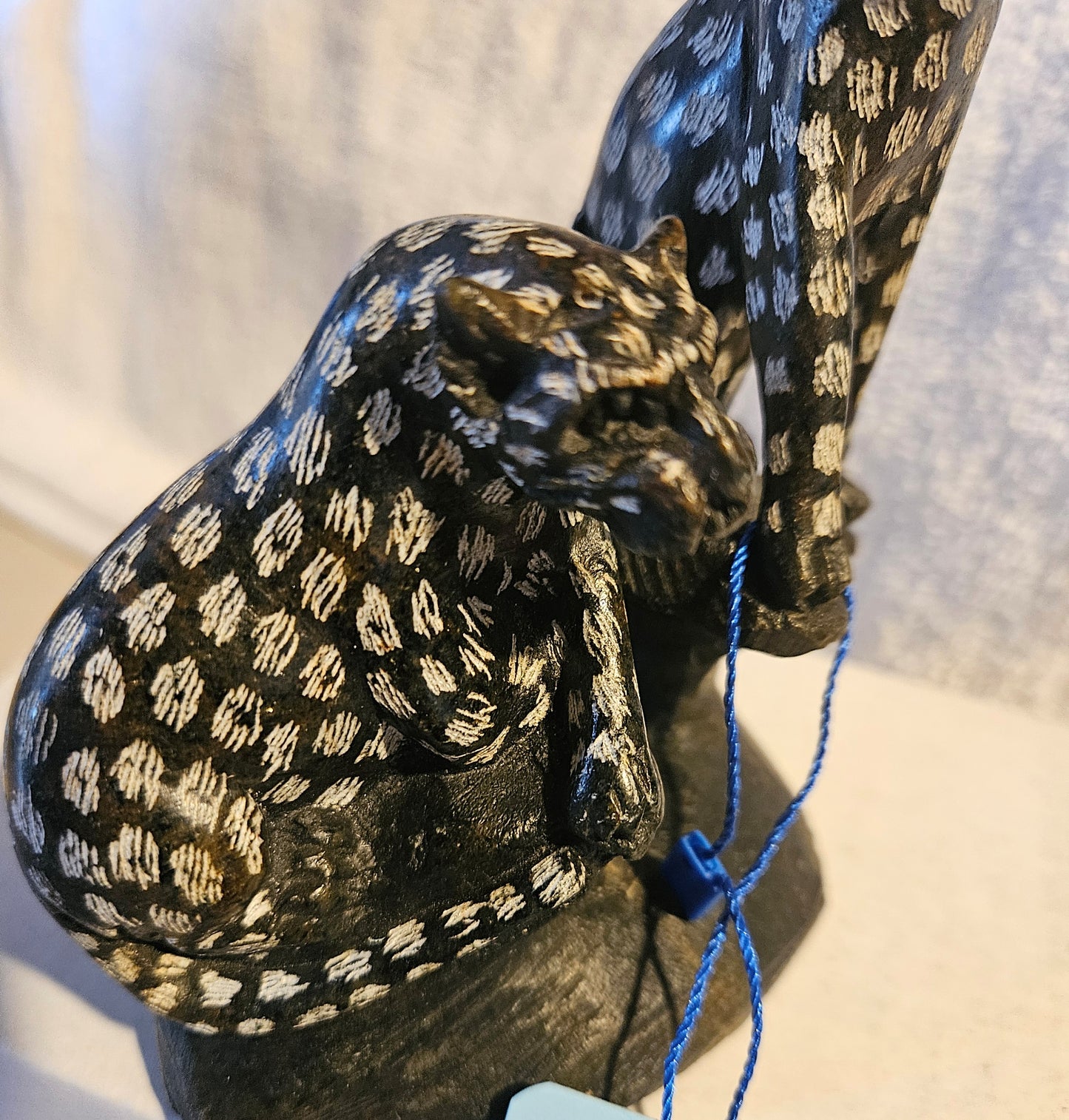 Natural Serpentine Leopard Gemstone - Hand Carved Crystal Statue [Zimbabwe]