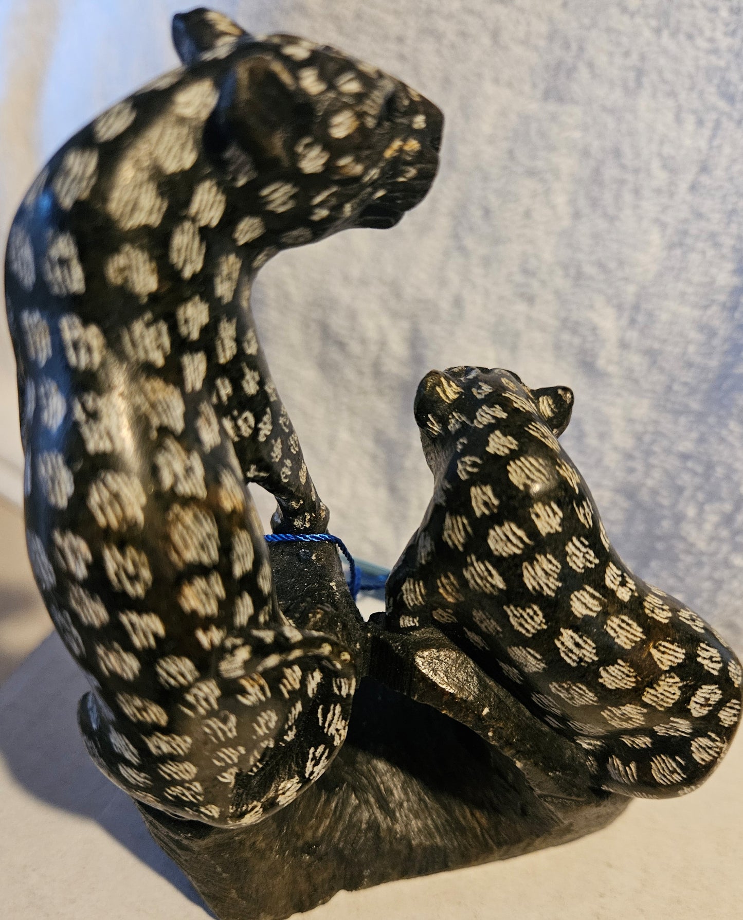 Natural Serpentine Leopard Gemstone - Hand Carved Crystal Statue [Zimbabwe]