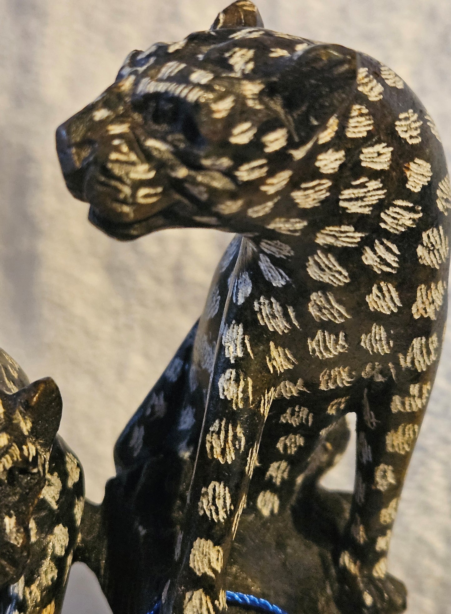 Natural Serpentine Leopard Gemstone - Hand Carved Crystal Statue [Zimbabwe]