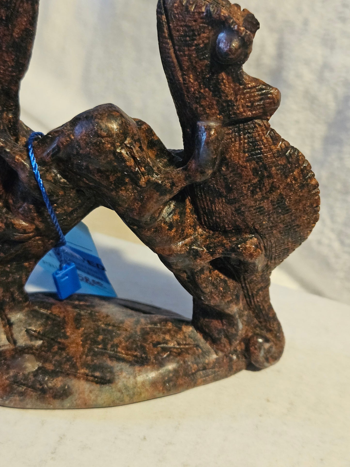 Serpentine Hand-Carved Chameleon Gemstone Carving [Zimbabwe]