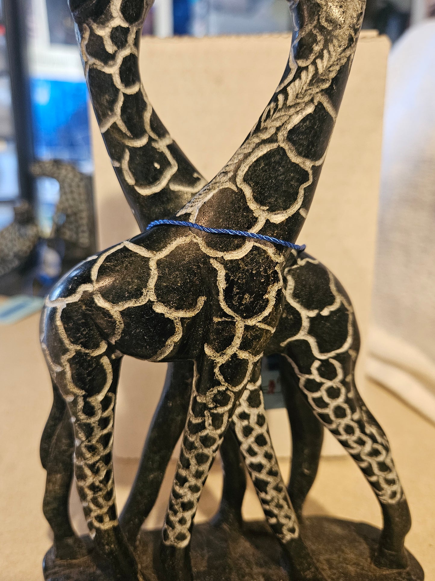 Hand-Carved Giraffe Serpentine Gemstone Animal Figurine [Zimbabwe]