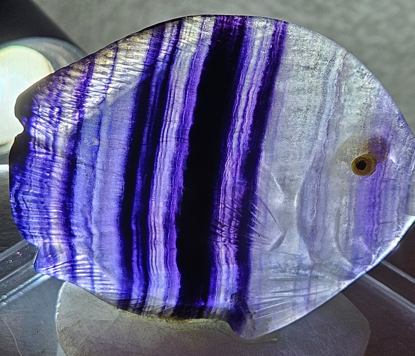 Purple Fluorite Fish Carving