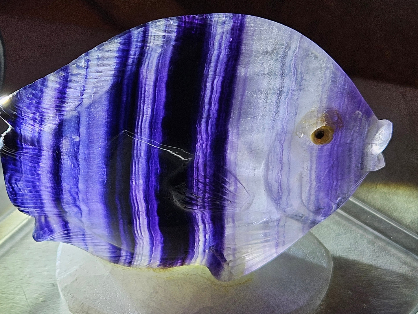 Purple Fluorite Fish Carving