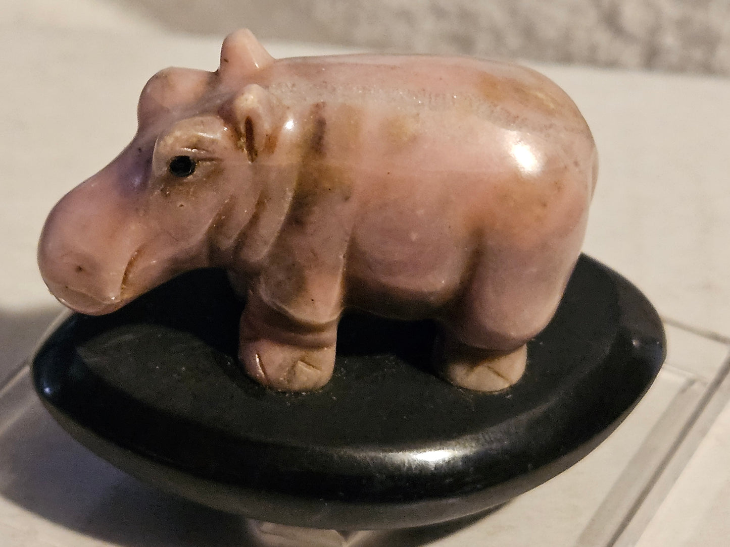 Rhodonite Hippo Carving on Base