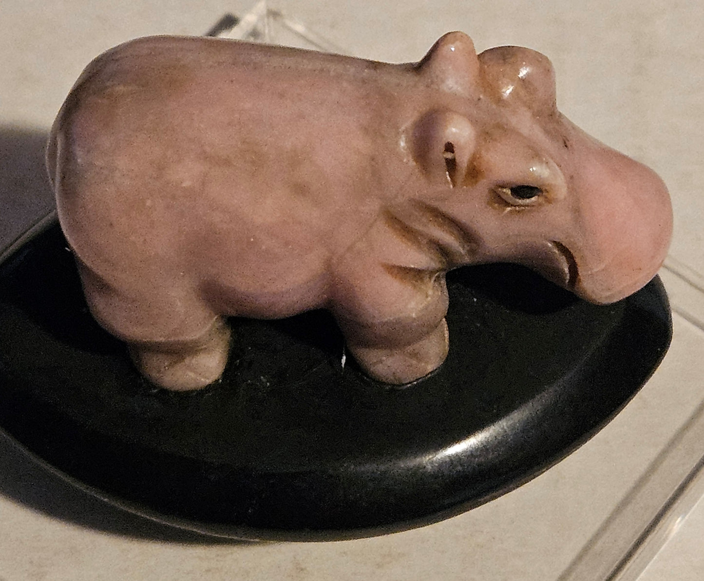 Rhodonite Hippo Carving on Base