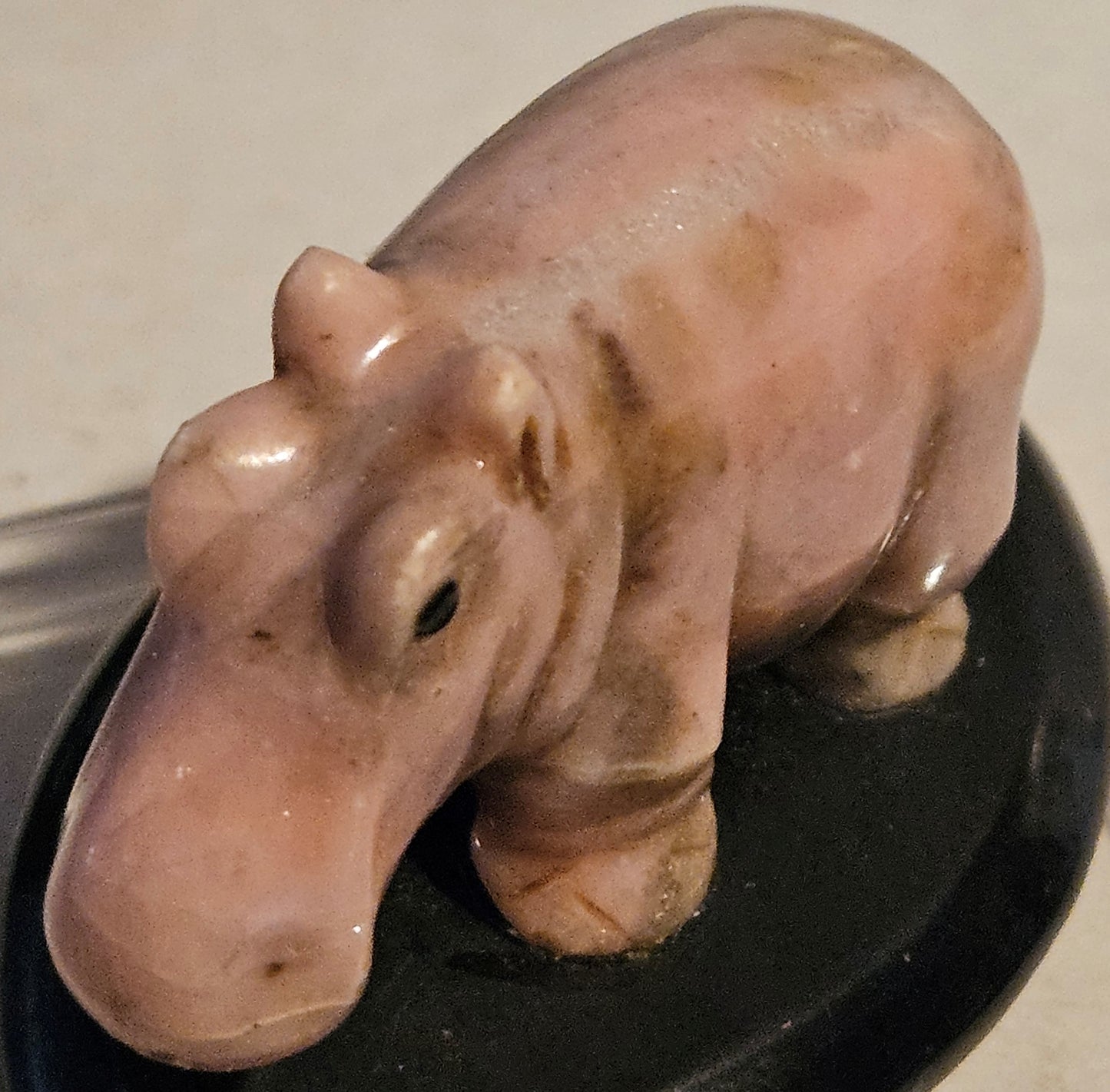 Rhodonite Hippo Carving on Base