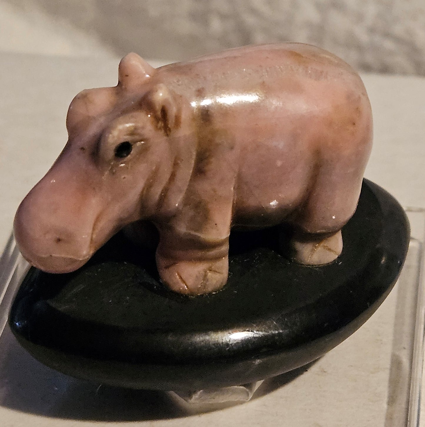 Rhodonite Hippo Carving on Base