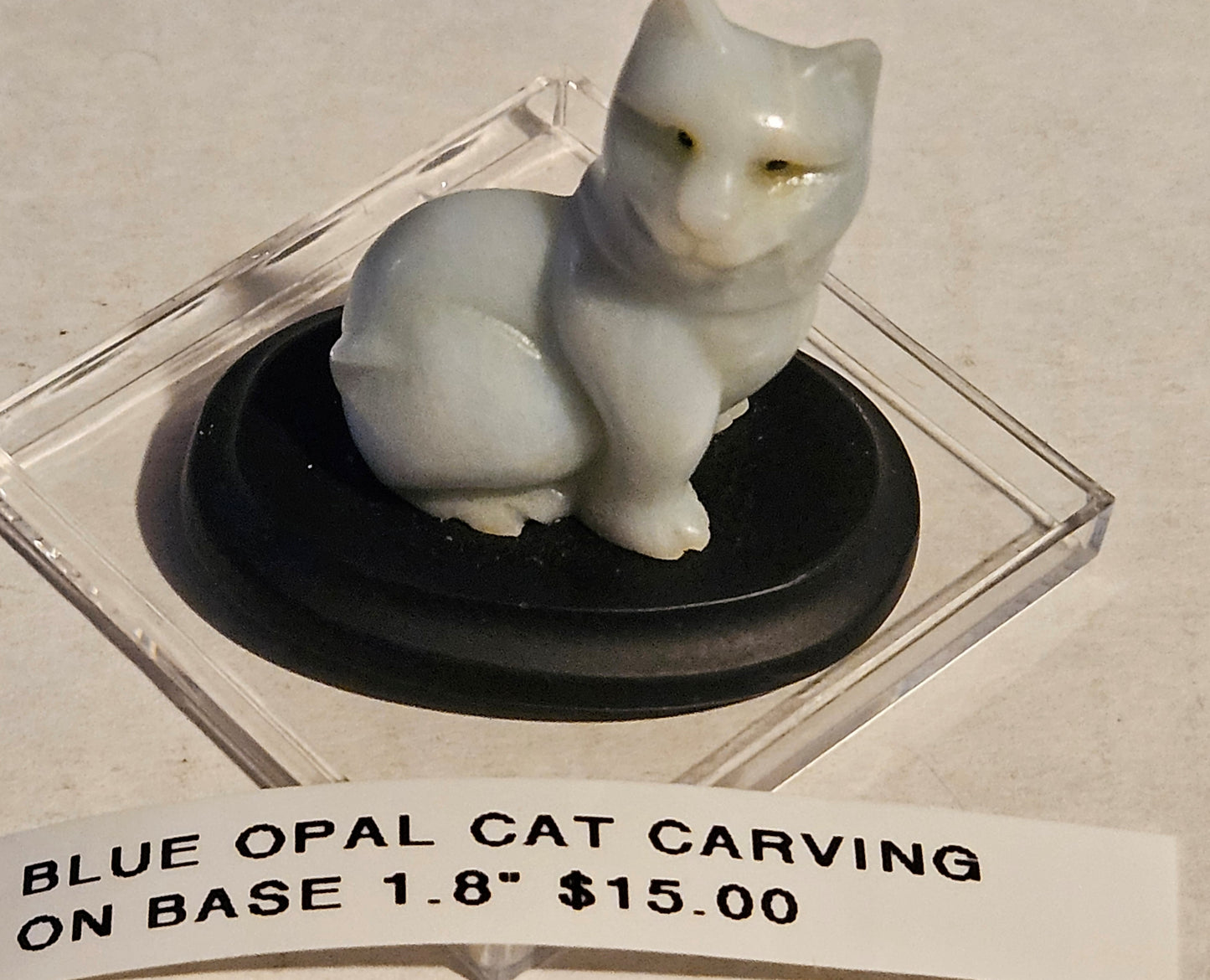 Blue Opal Cat Carving