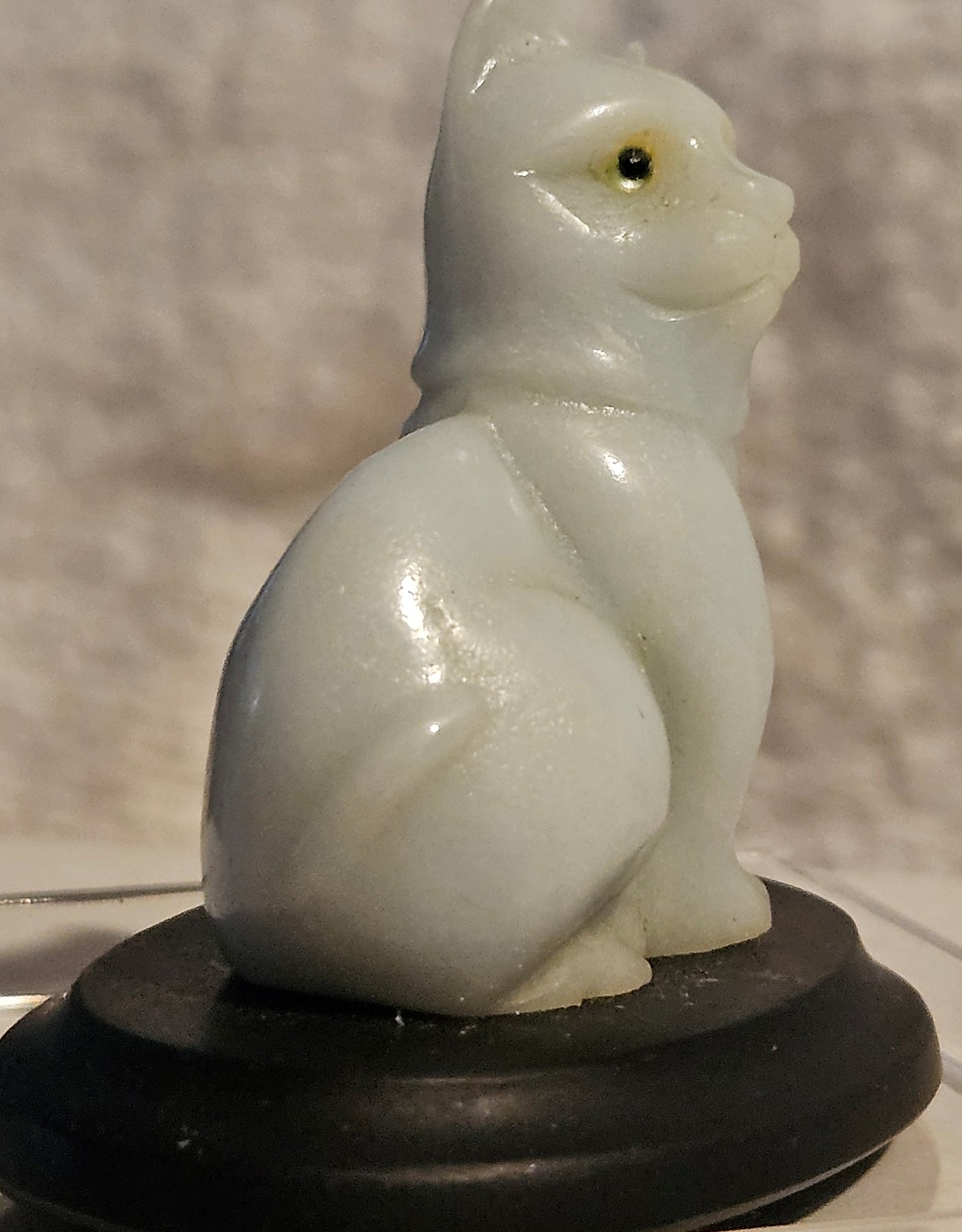 Blue Opal Cat Carving