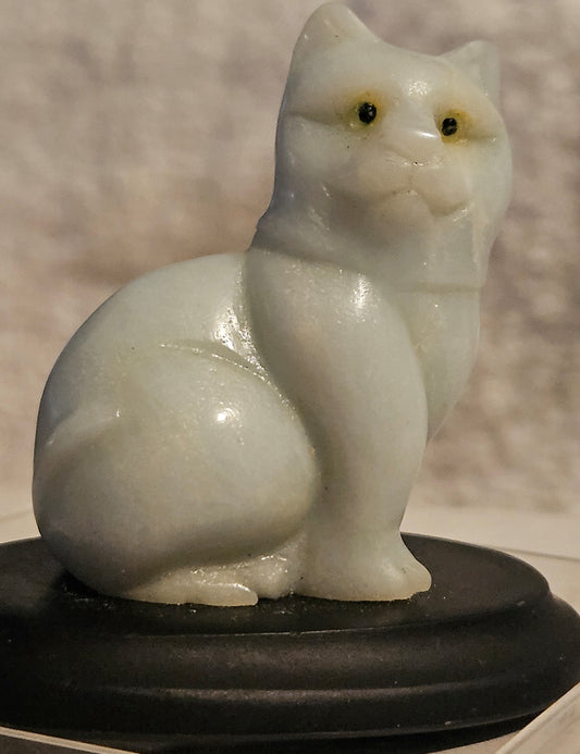 Blue Opal Cat Carving