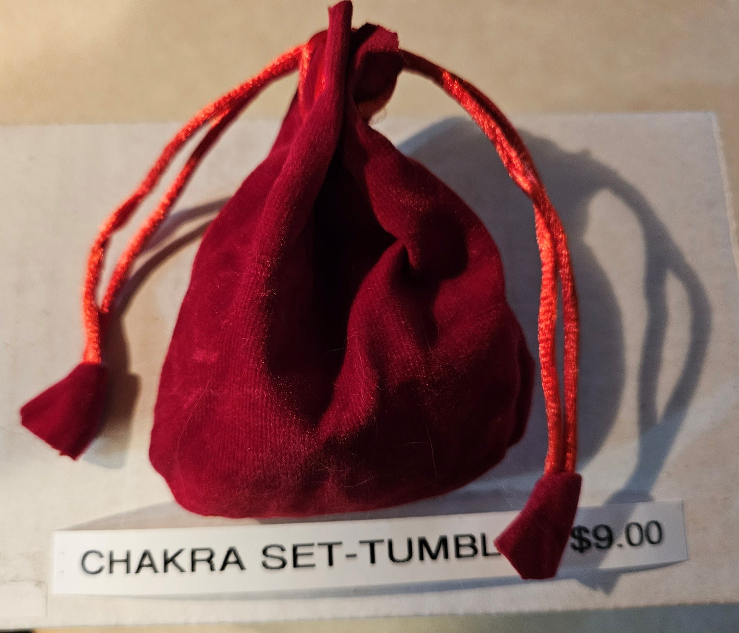 Chakra Set w/Tumble Stones & Red Velvet bag