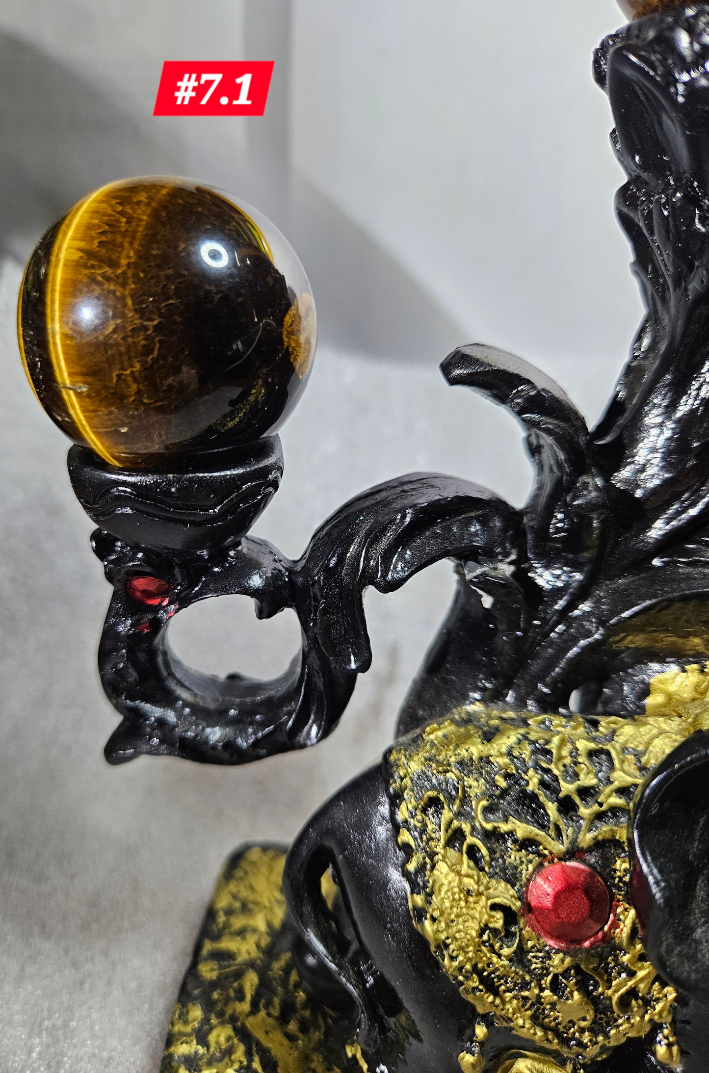 Elephant Sphere Stand W/4 Tiger's Eye Spheres