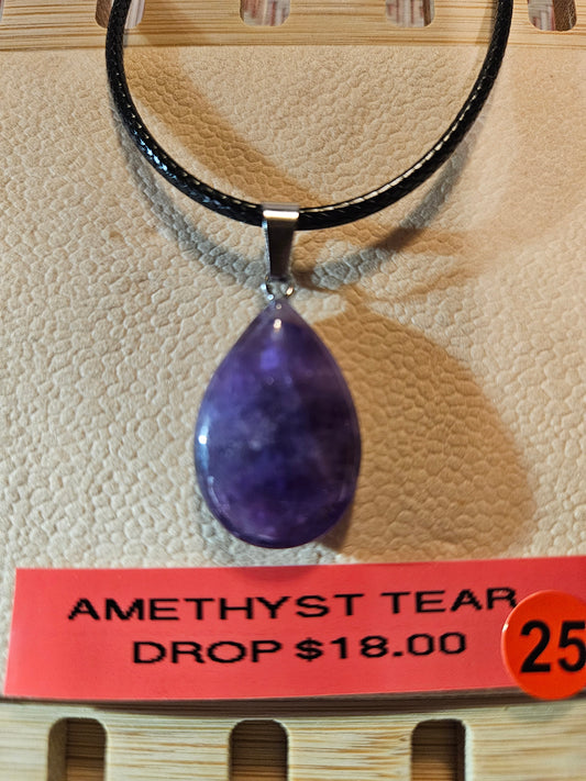 Amethyst Tear Drop Necklaces #12- #26 #25