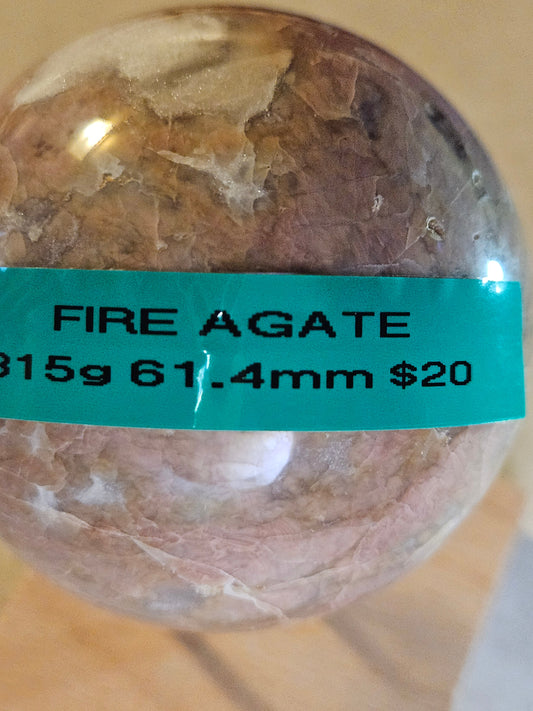 Fire Agate Crystal Sphere