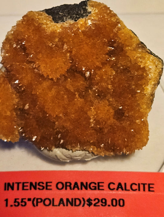 Intense Orange Calcite Crystal Cluster [Poland]  1
