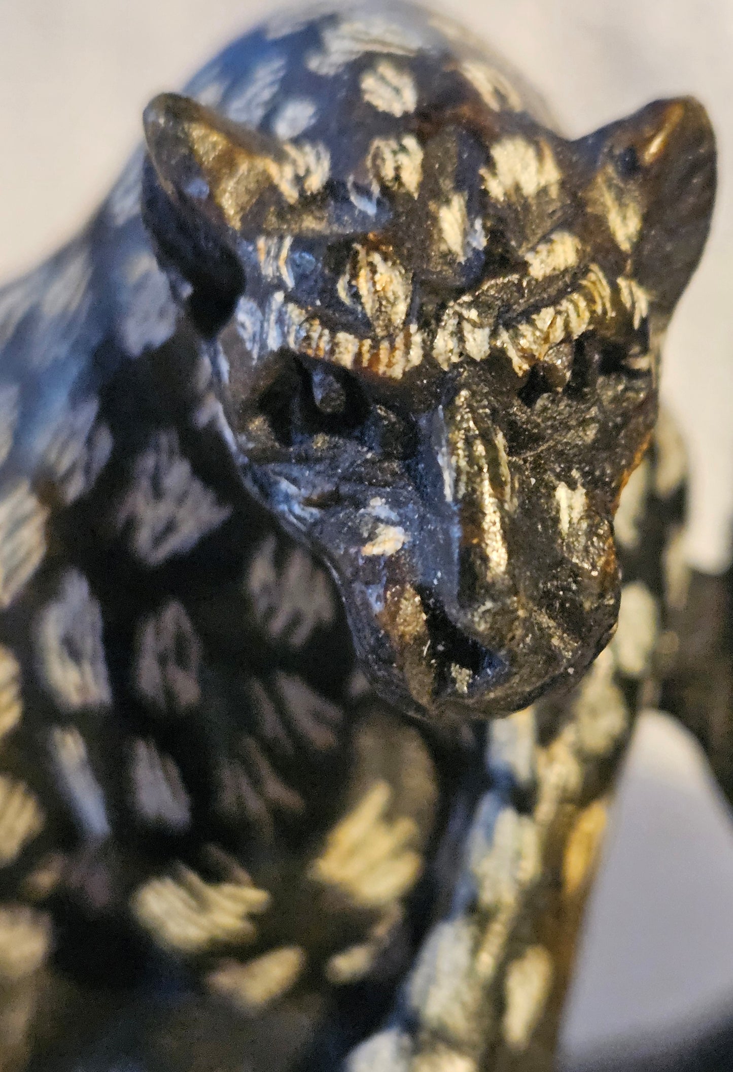 Natural Serpentine Leopard Gemstone - Hand Carved Crystal Statue [Zimbabwe]